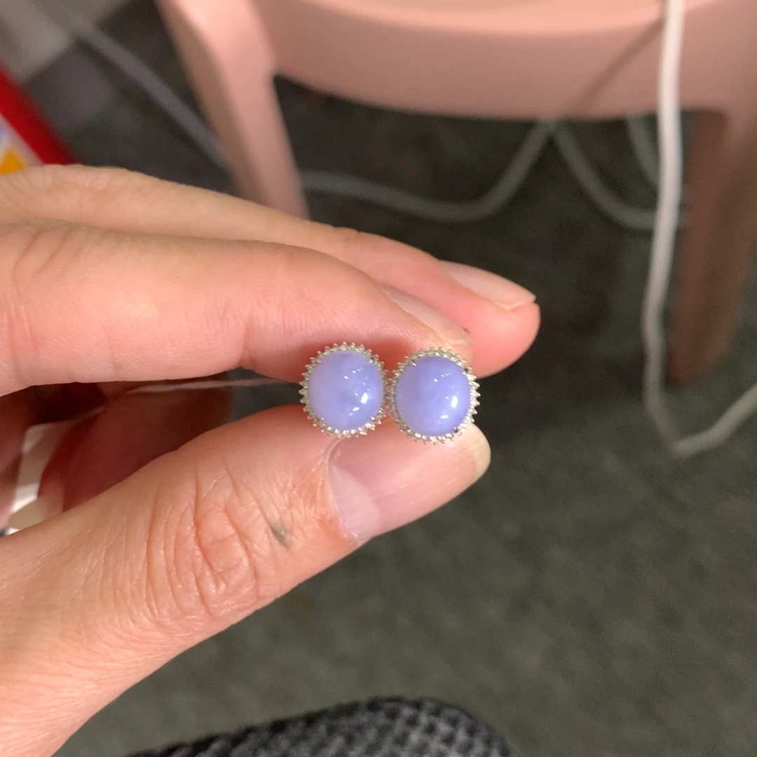 翡翠18K金镶嵌耳饰翡翠