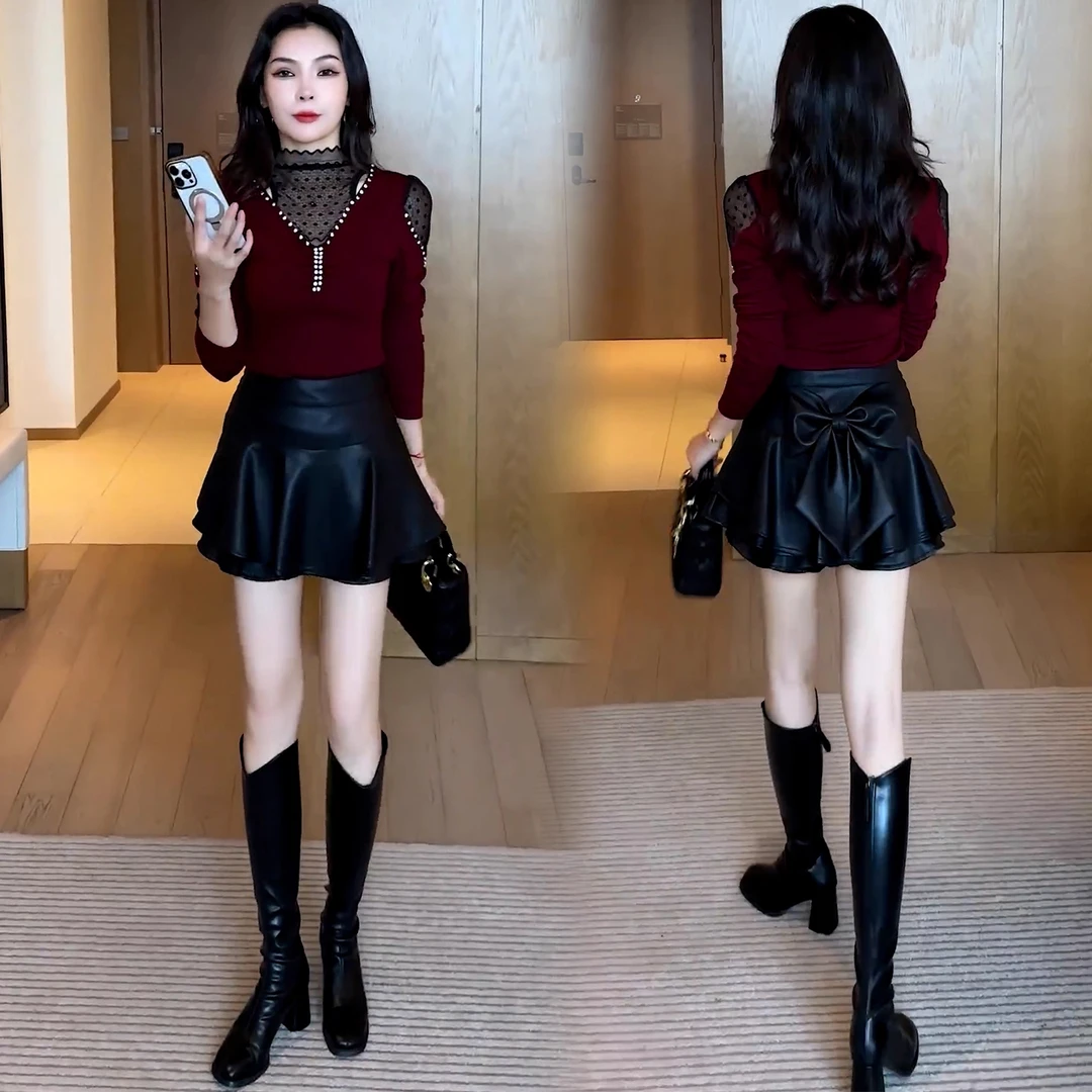 法式蕾丝镂空长袖打底衫女2025秋冬新款气质时尚亮钻修身洋气上衣