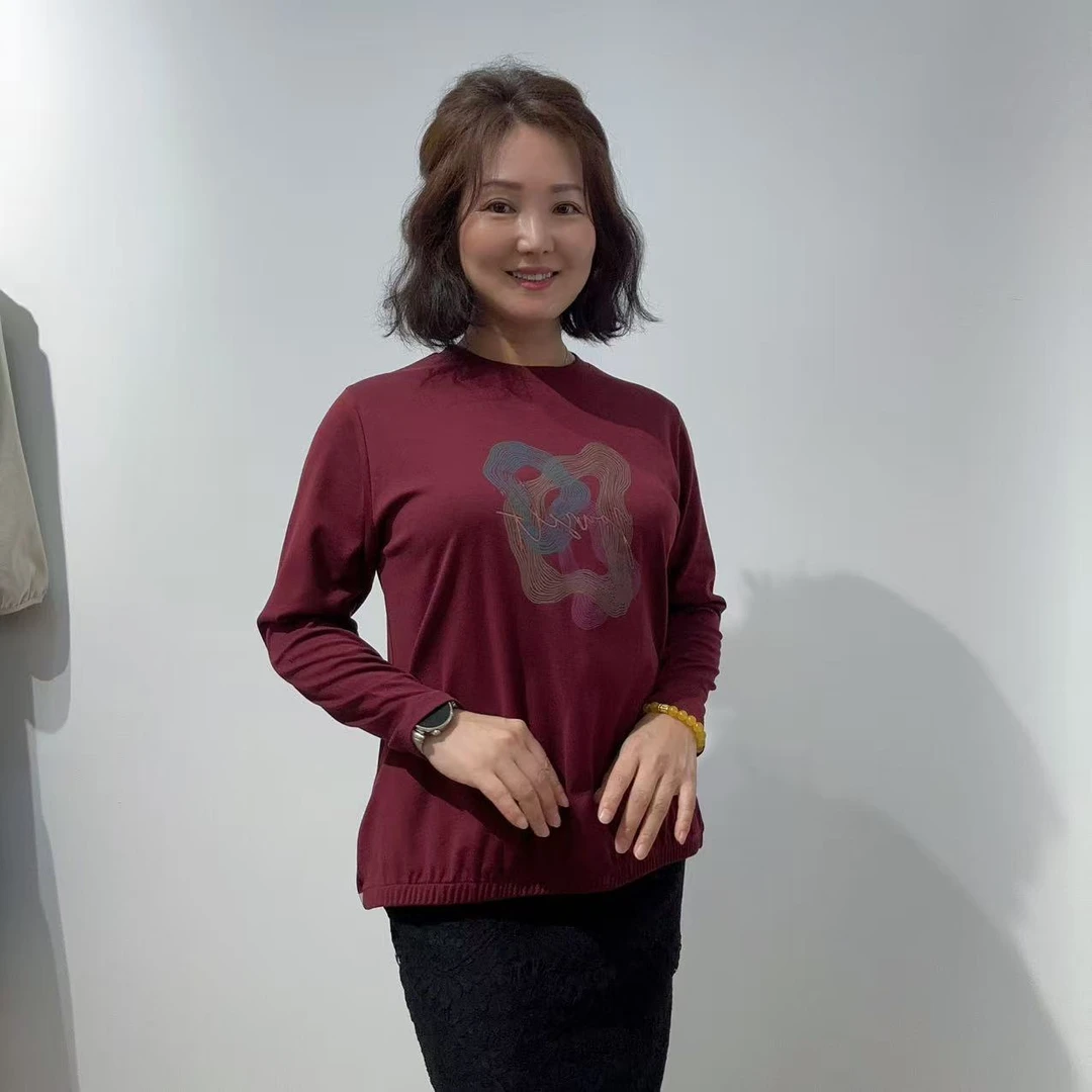 彦竹韩国正品简约通勤印花圆领T恤