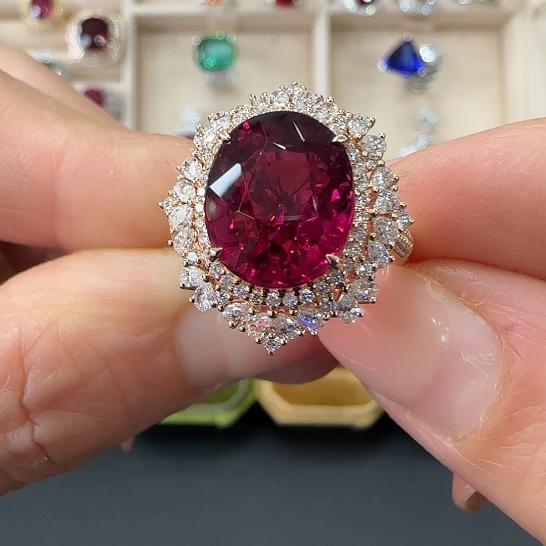 戒指碧玺18K金镶嵌6.19ct