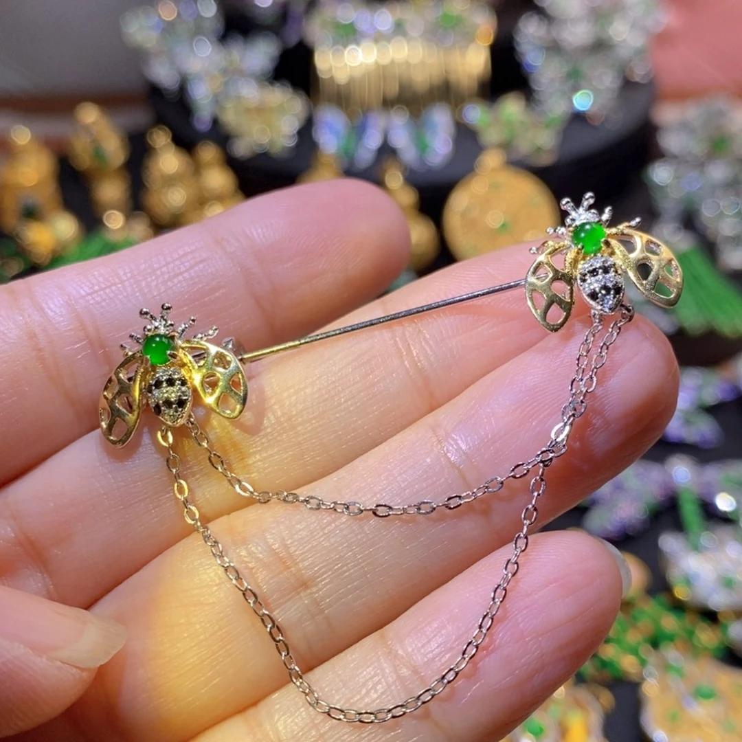 银S925镶嵌挂件翡翠