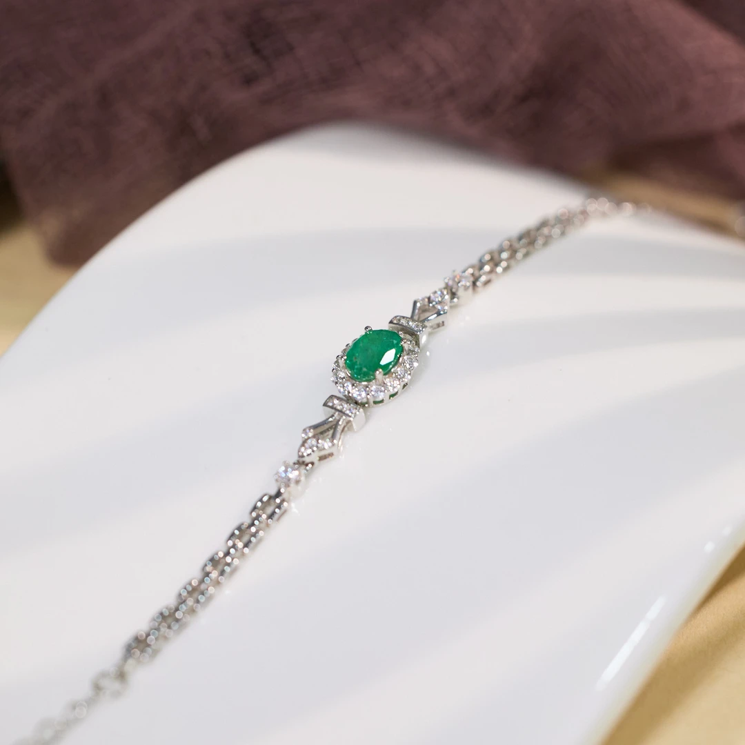 【歪歪】旦形*祖母绿手链*S925镶嵌E2997