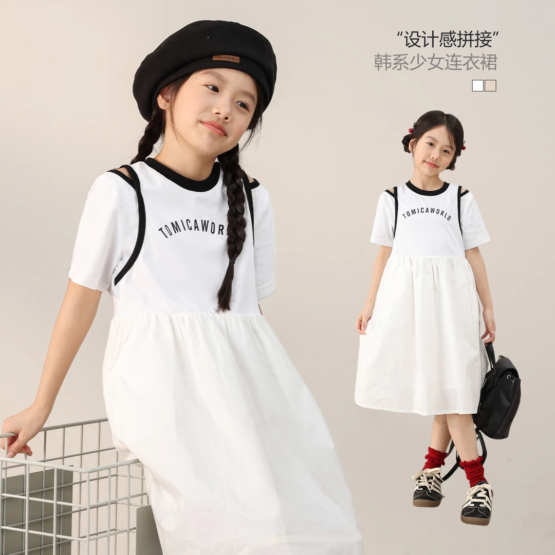 NORNOR女童 童装连衣裙夏季2025新款韩系学院风连衣裙 NB530205