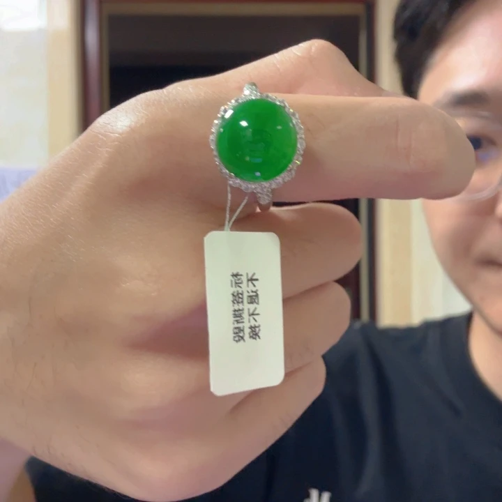 青***豆翡翠银S925镶嵌颈饰