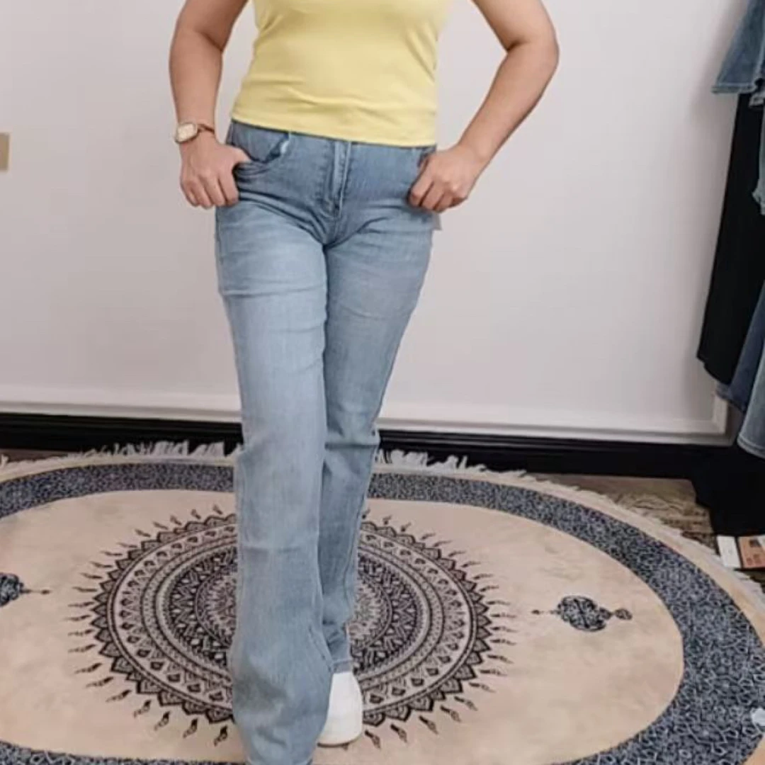 6666蓝高腰加绒窄版直筒牛仔裤显瘦百搭秋季新款爆款包邮