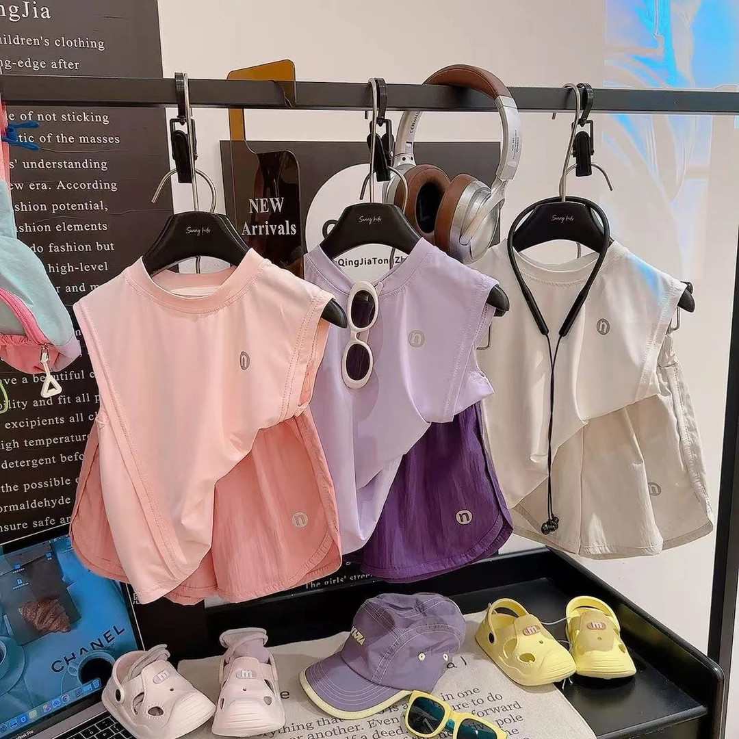 2025夏季爆款无袖防晒运动冰感速干休闲韩版背心套装