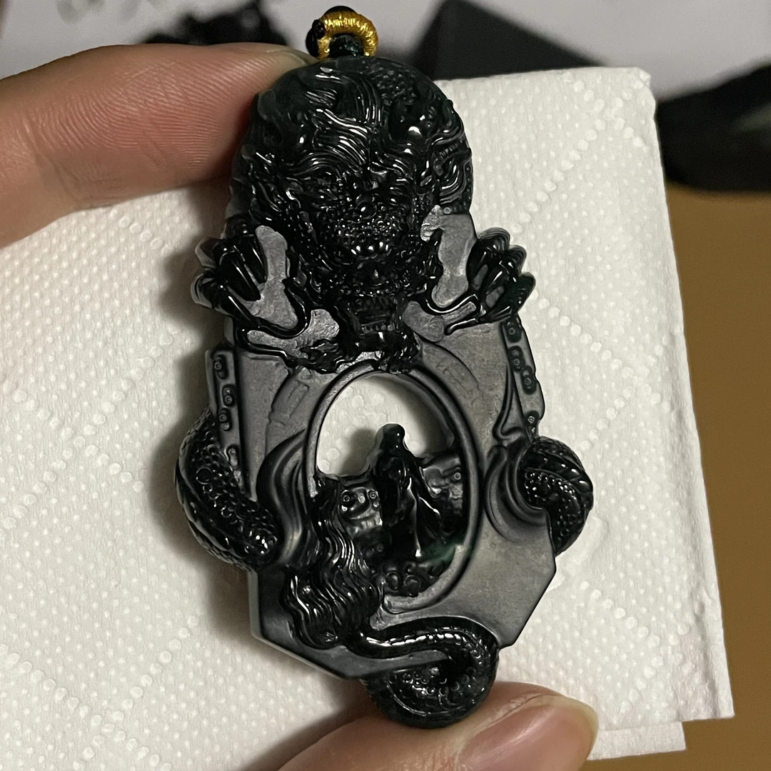 天然翡翠a货 神龙护主玉坠n5