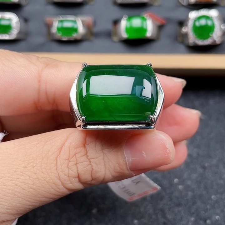 翡翠银S925镶嵌戒指编号3308没运费险