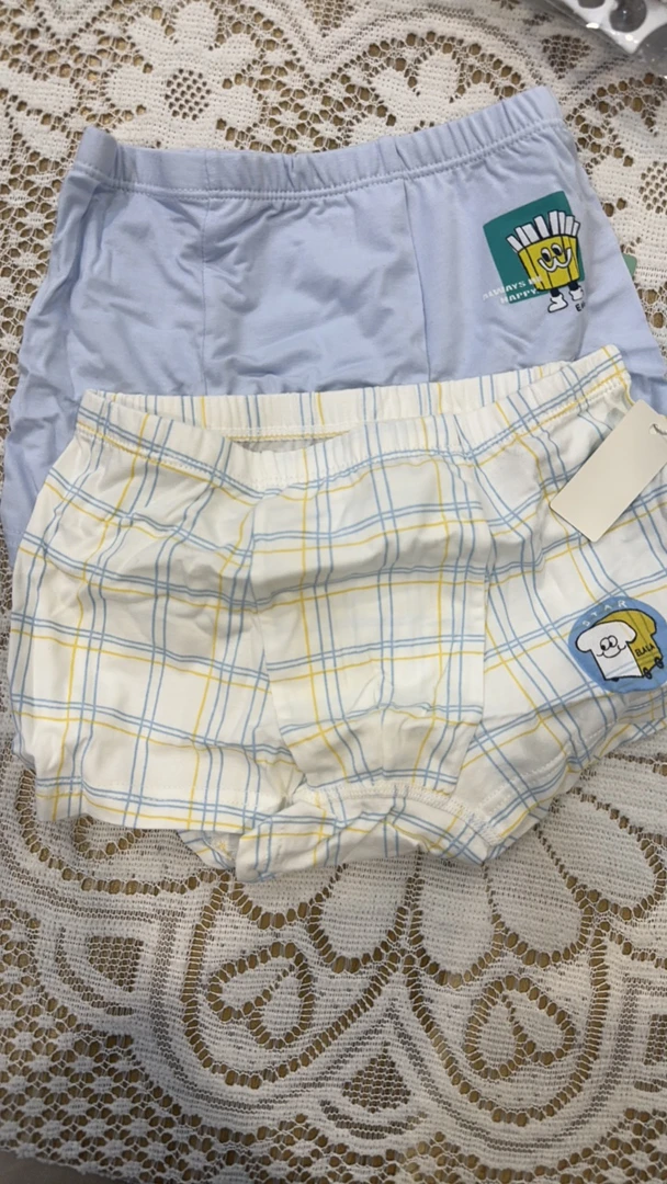 夏季排湿吸汗中性居家奶奶裤格子平角宝宝内裤男孩女孩