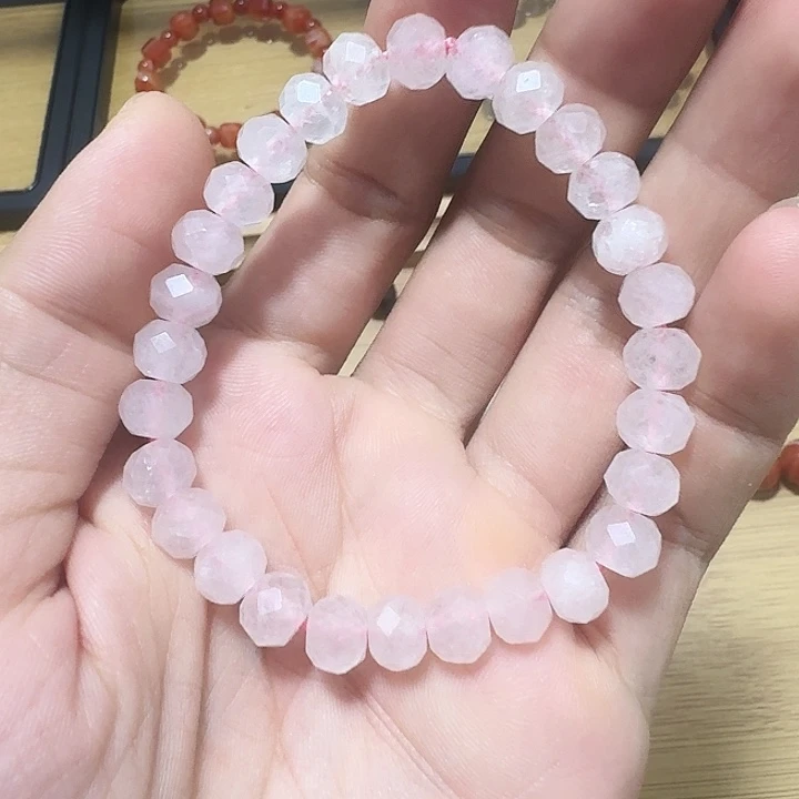 未镶嵌手链水晶天然钻面粉水晶手链