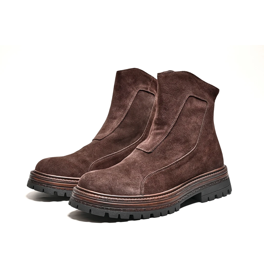 Brounvanm秋冬切尔西靴圆头中帮休闲英伦复古真皮马丁靴X5R53