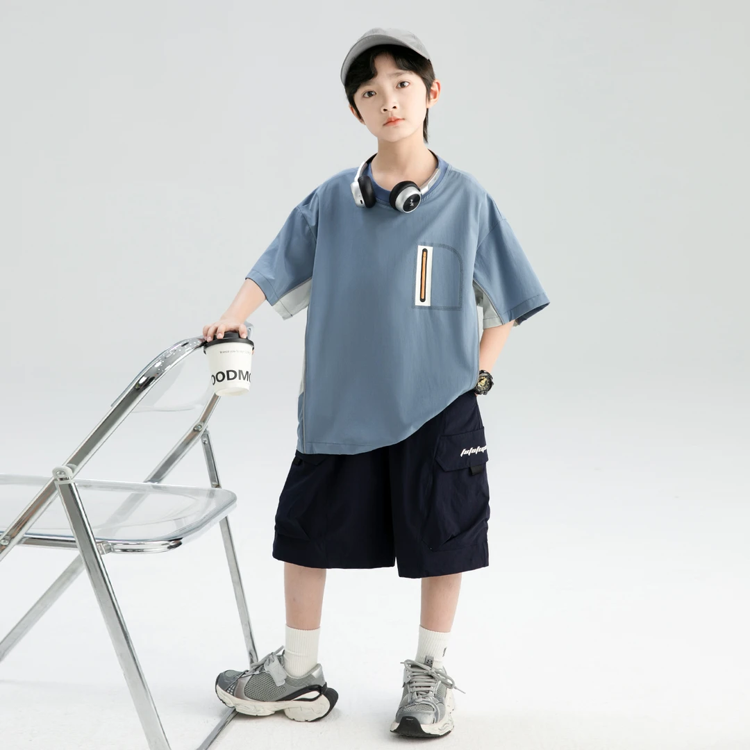 儿童夏季短袖套装2025新款休闲儿童潮帅【QSX-DR】B5364