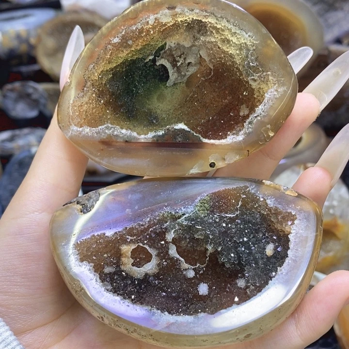 未镶嵌珠宝半成品紫晶异象山水奇石盆