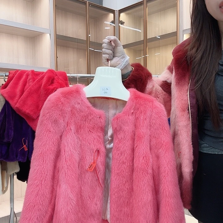 粉色圆领貂皮yh0006