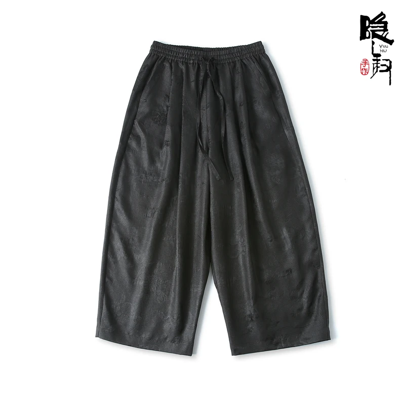 隐叙原创《梵花》平罗30姆米香云纱桑蚕丝国风百搭休闲裤6690