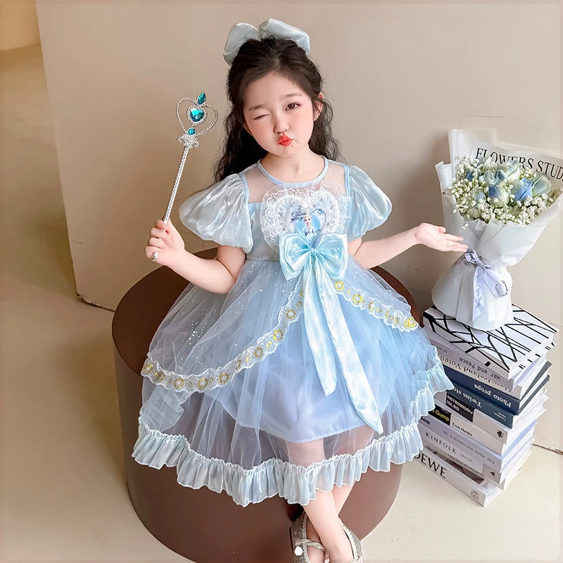 女童网纱连衣裙夏季新款儿童夏装礼服裙女孩夏款艾莎公主裙子