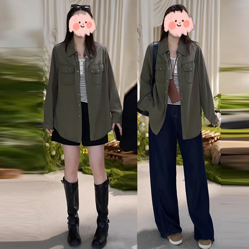 复古工装夹克外套女2025春秋季新款宽松休闲洋气百搭长袖衬衫上衣