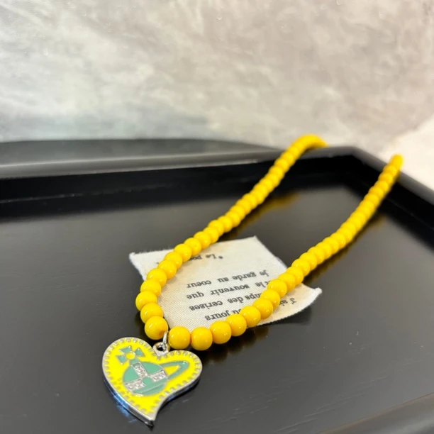 铜合金仿珍珠项链 黄色zz星球项链XL3006