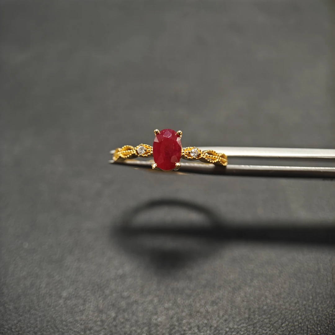 4114-S925银-天然红宝石戒指-精致时尚复古1ct左右