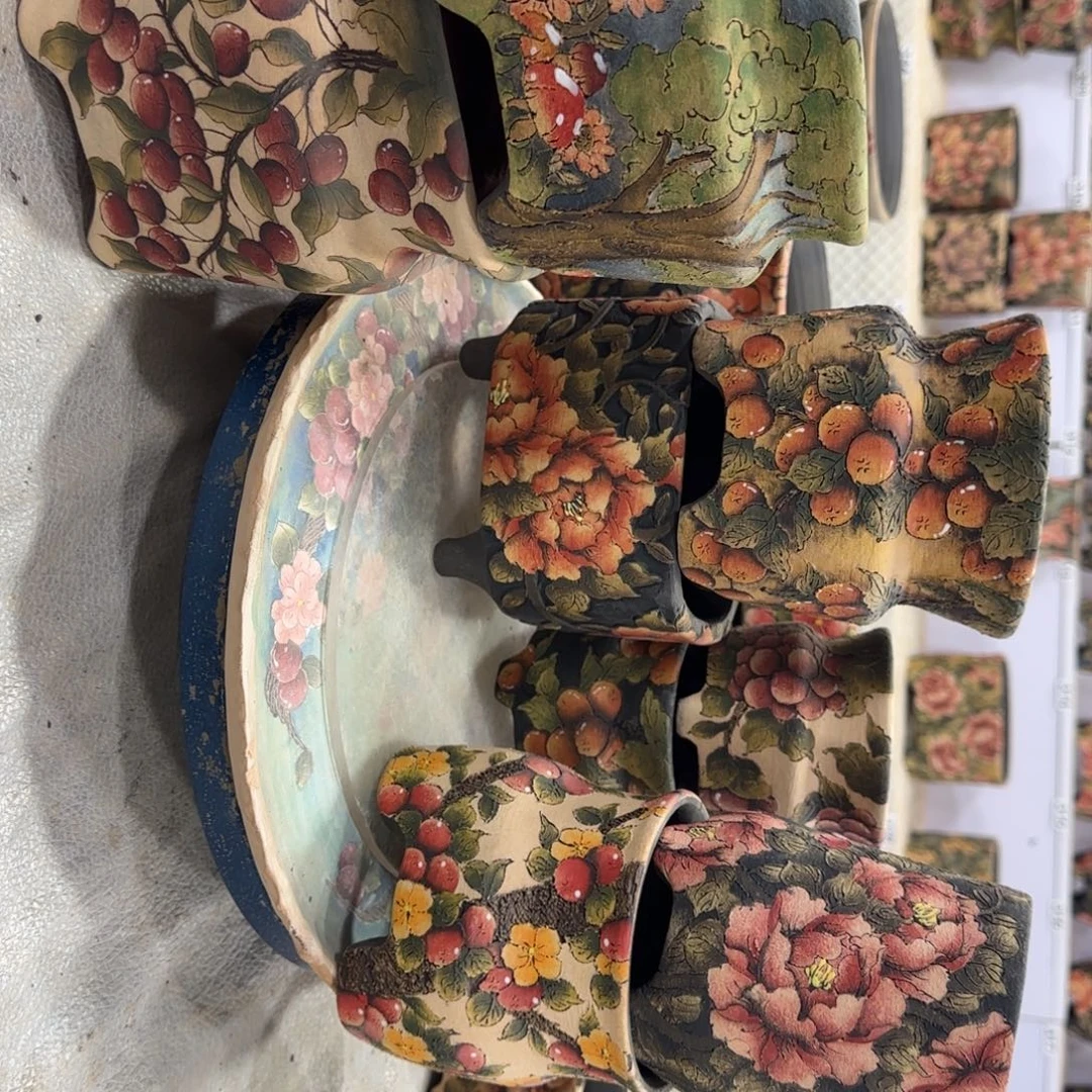 微****花盆紫砂精品多肉手绘花盆