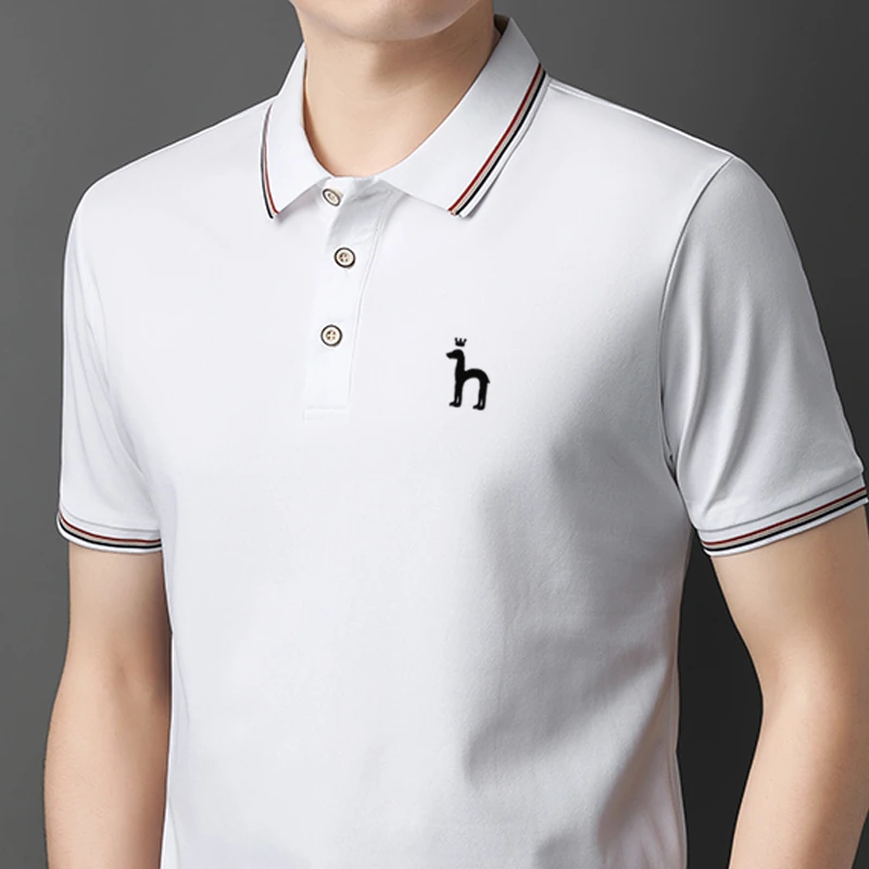 新品哈吉斯潮男士高档POLO衫冰丝凉感舒适透气面免烫POLO衫T恤