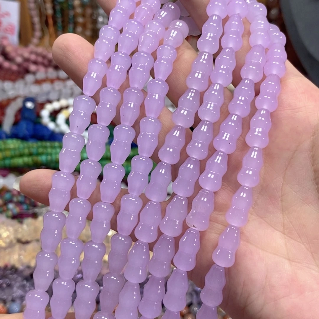 未镶嵌玛瑙/玉髓珠宝半成品紫玉葫芦一条卡8*14mm