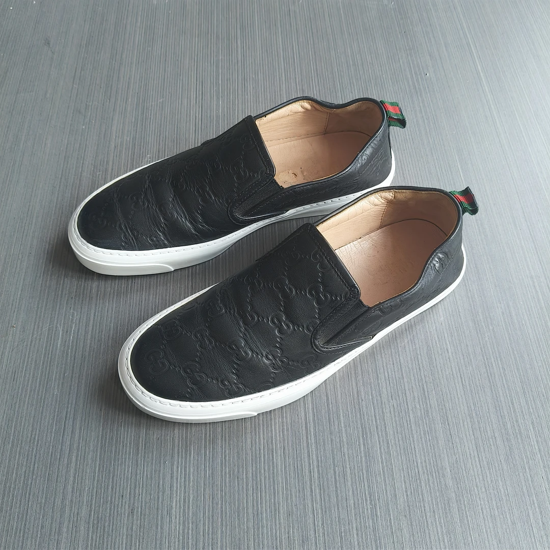 95新 GUCCI/古驰 38码/一脚蹬 双G压印 大logo满印 低帮休闲板鞋