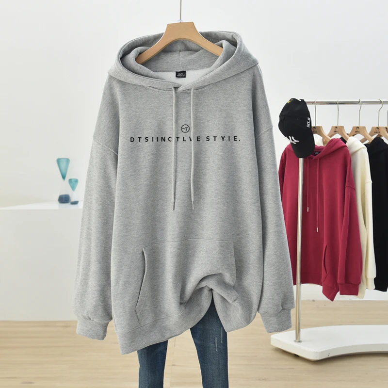 连帽卫衣女2025新款秋冬加绒加厚宽松包臂中长款韩版带帽情侣外套