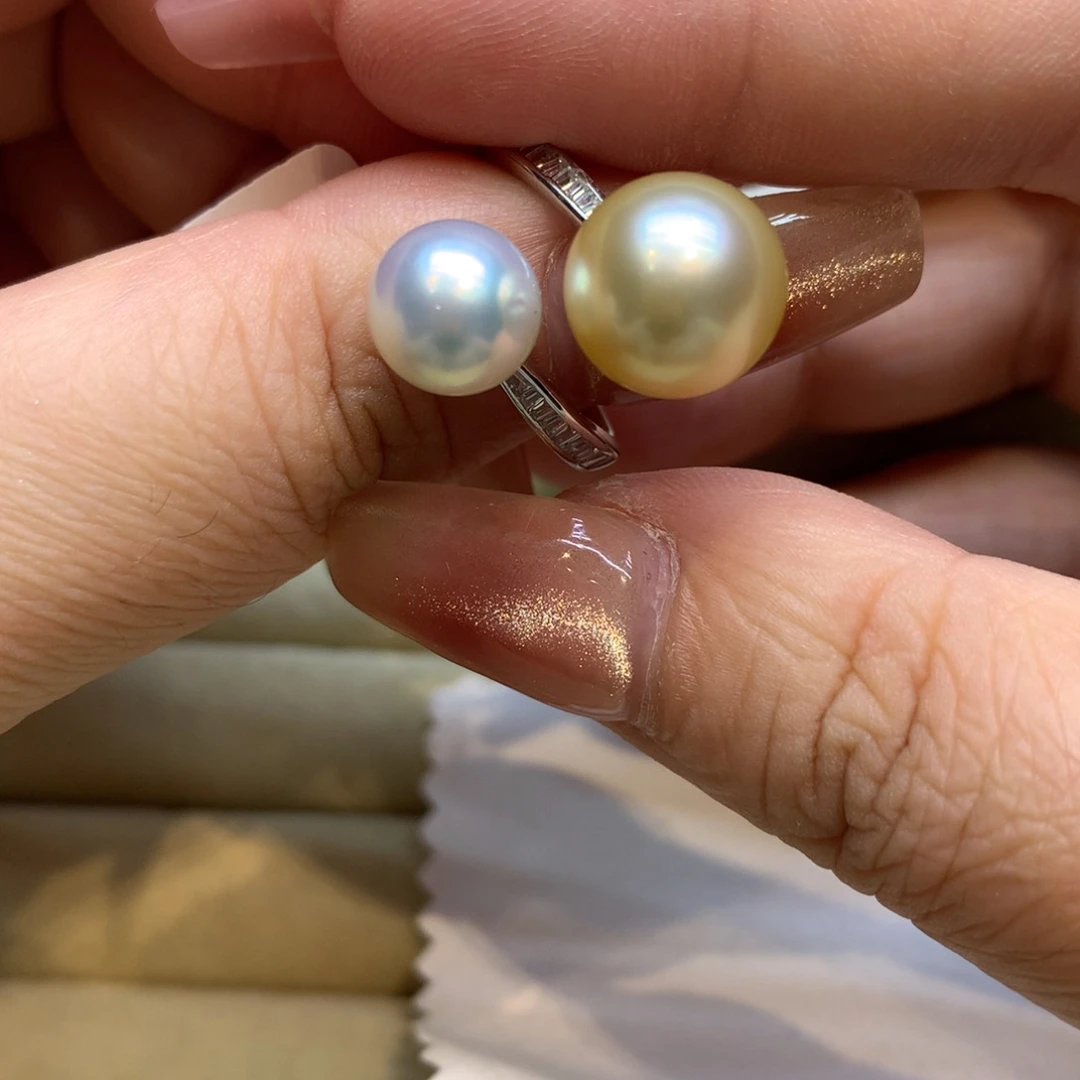 银S925镶嵌戒指海水珍珠