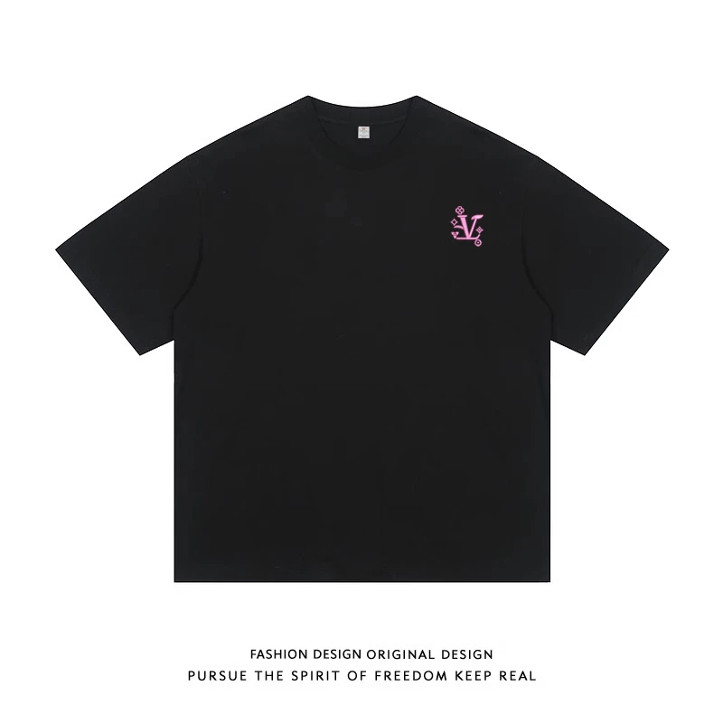 刺绣款-圆领打底衫短袖t恤宽松男女半袖上衣夏季潮DT01-G7138