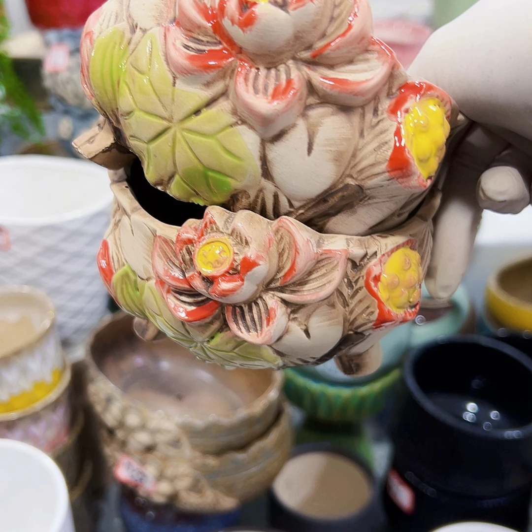 有孔外贸尾单陶瓷花盆凑10米包邮