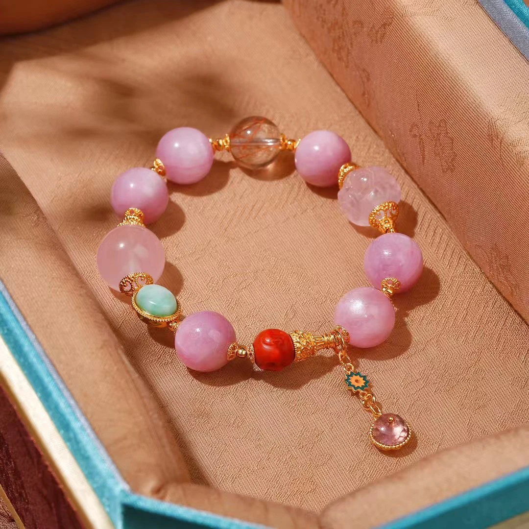 【繁华】粉晶红发晶翡翠多宝手串