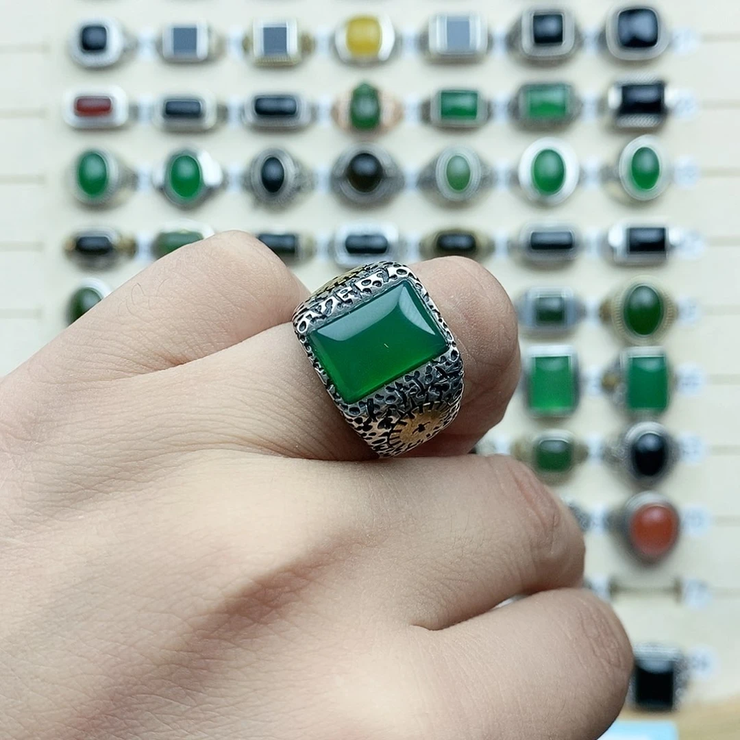 银S925镶嵌戒指玛瑙/玉髓門*