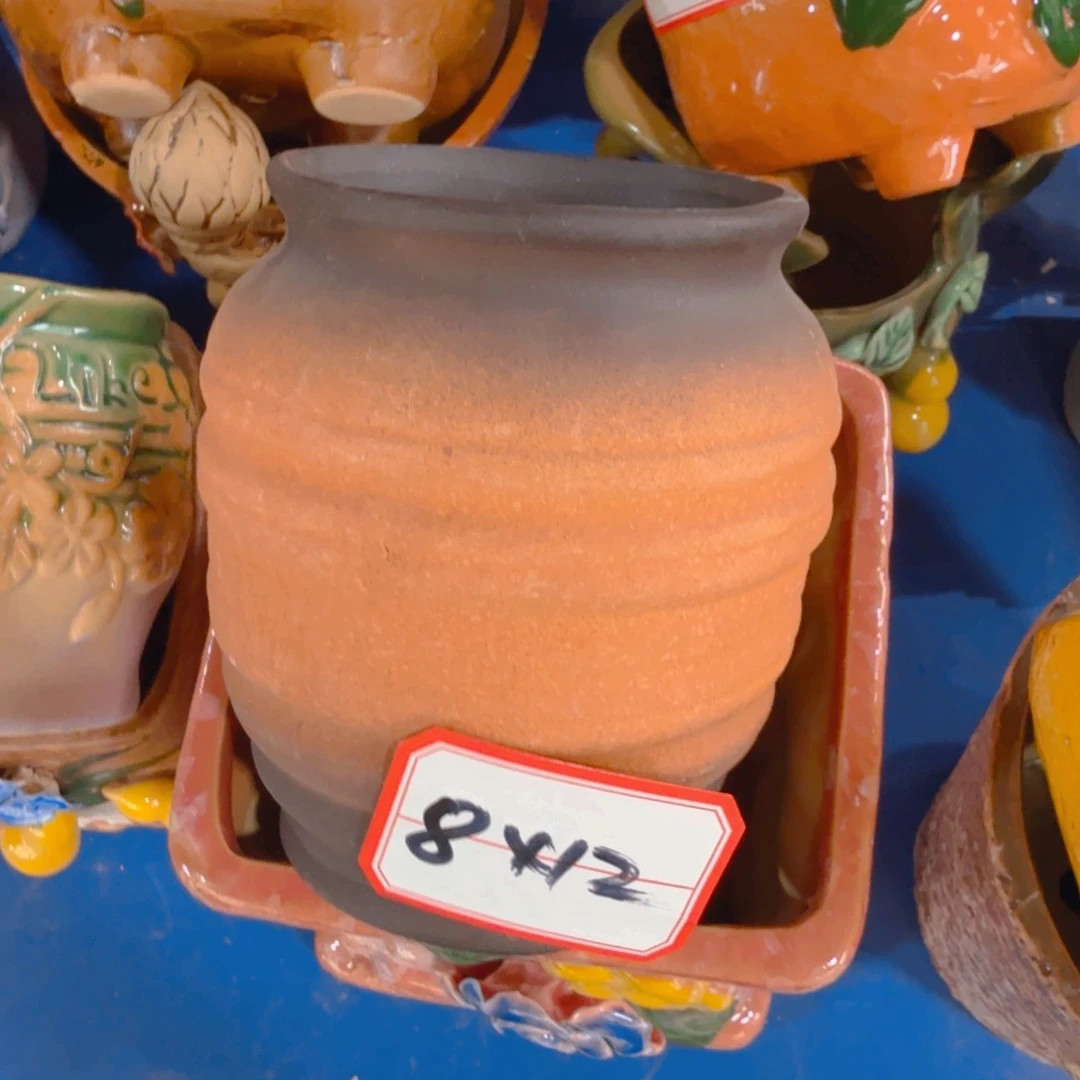 紫砂花盆粗陶精雕