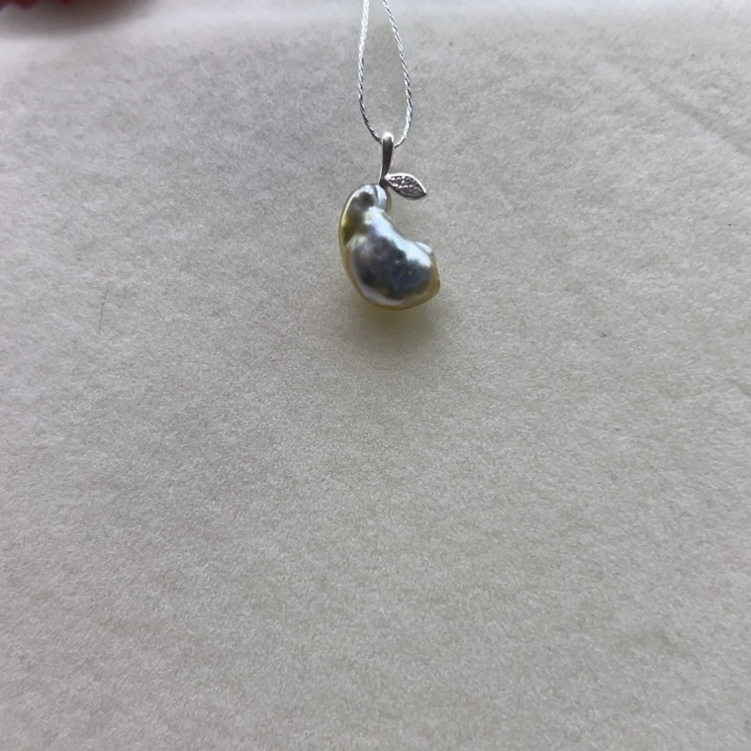 银S925镶嵌颈饰海水珍珠海水金珠keshi吊坠葫芦款