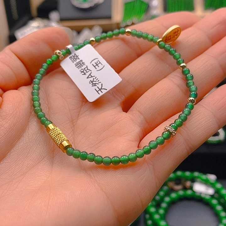 翡翠未镶嵌耳饰天然A货翡翠手链卡3