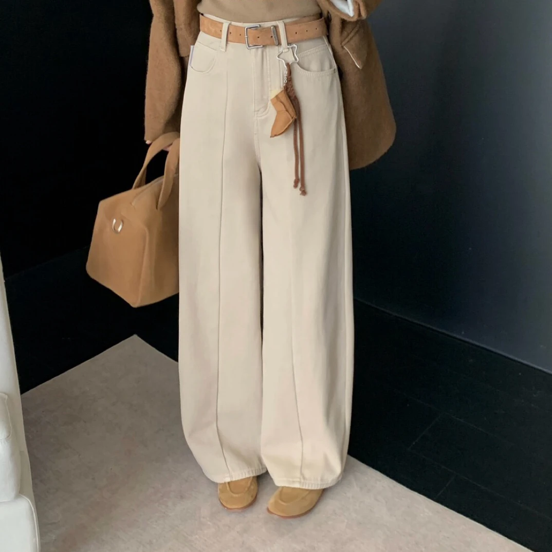 5238 慵懒风复古百搭加密密绒显瘦弯刀牛仔裤