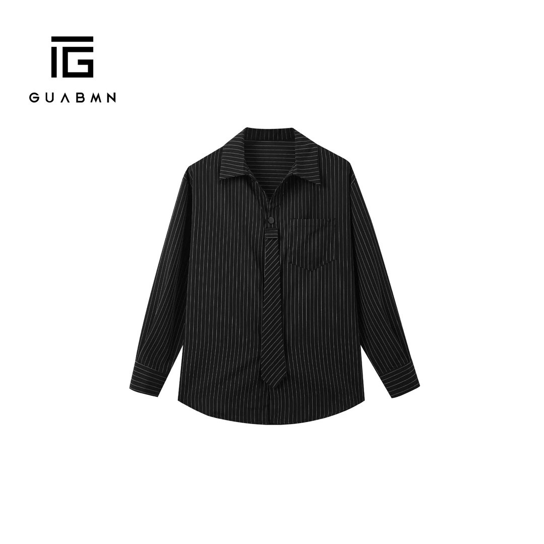GUABMN2025冬季新款条纹气质宽松简约休闲百搭时尚长袖衬衫158