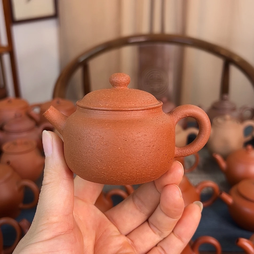 紫砂茶壶精品原矿 德钟 鱼籽朱泥 全手工制作 100cc
