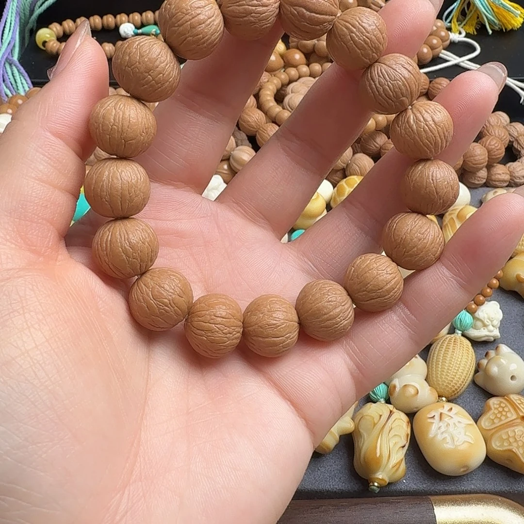 猴头核桃手串原皮凤羽无修