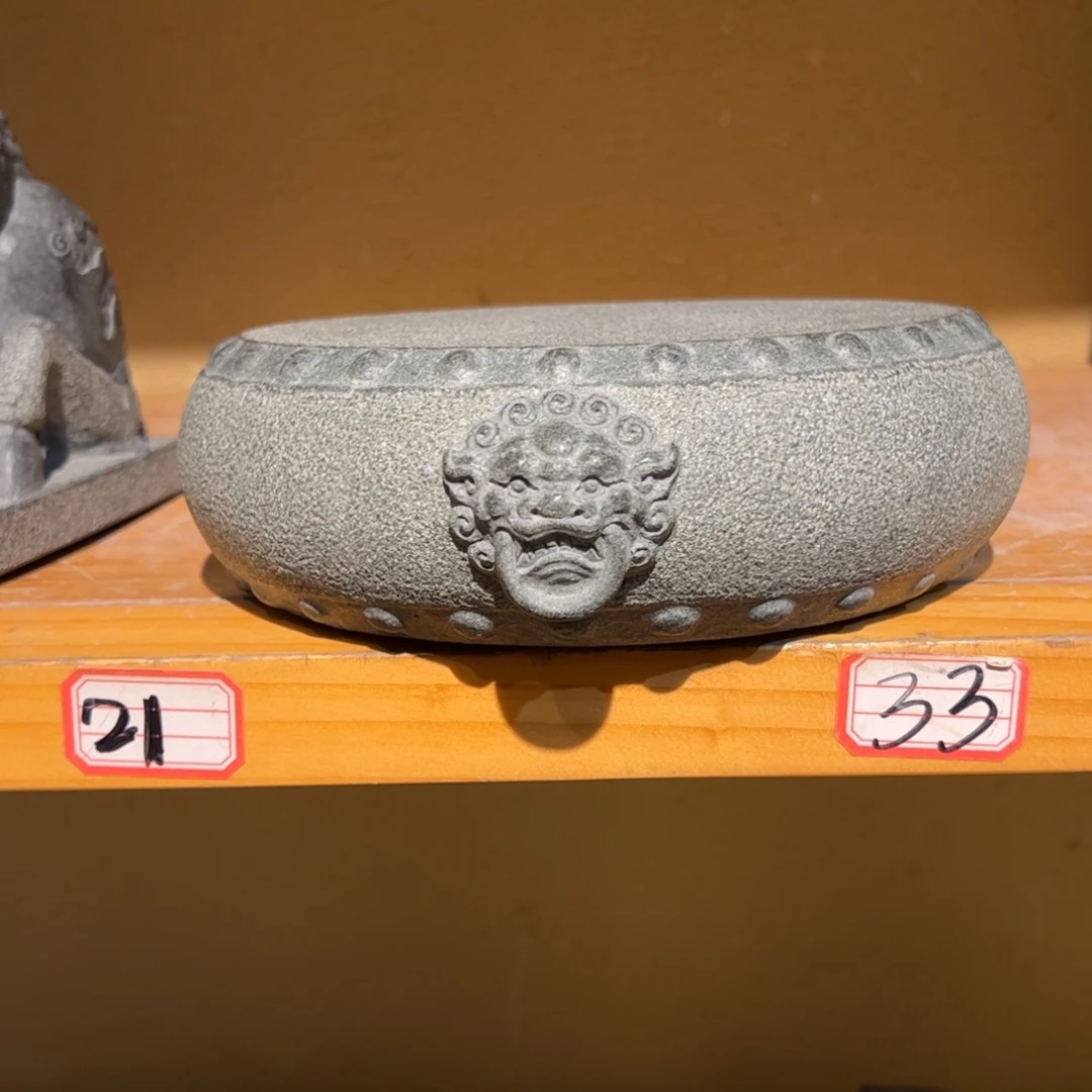 A***界石材兽头石鼓底座摆件999
