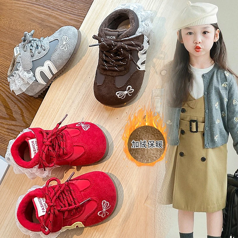 儿童休闲鞋2025秋冬新款运动鞋加绒保暖棉鞋休闲女童鞋XQT-6856