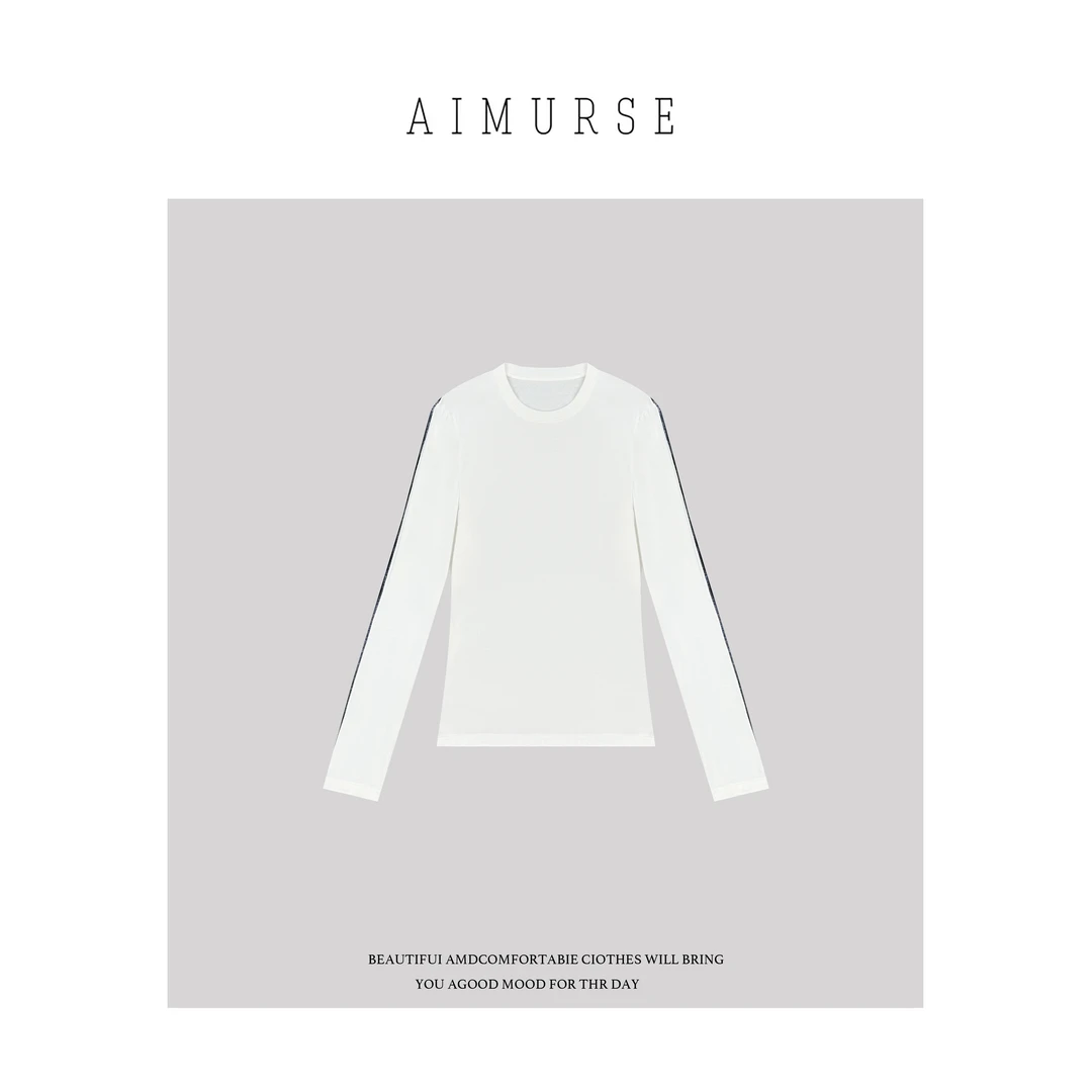 AIMURSE【南栀】小众设计师 秋季简约时髦百搭休闲T恤 AM70153