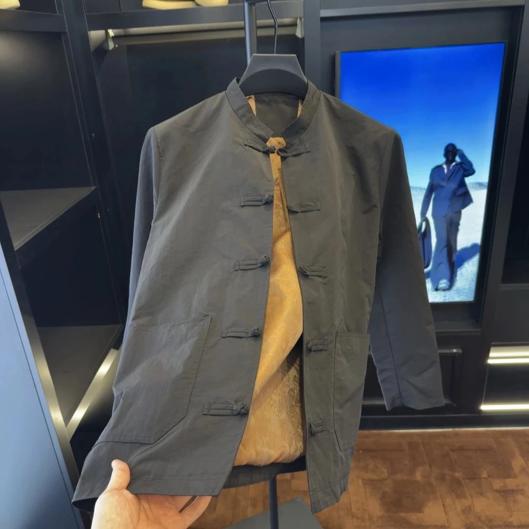 春夏新款中式唐装外套男修身盘扣夹克衫男装中国风休闲上衣男青年