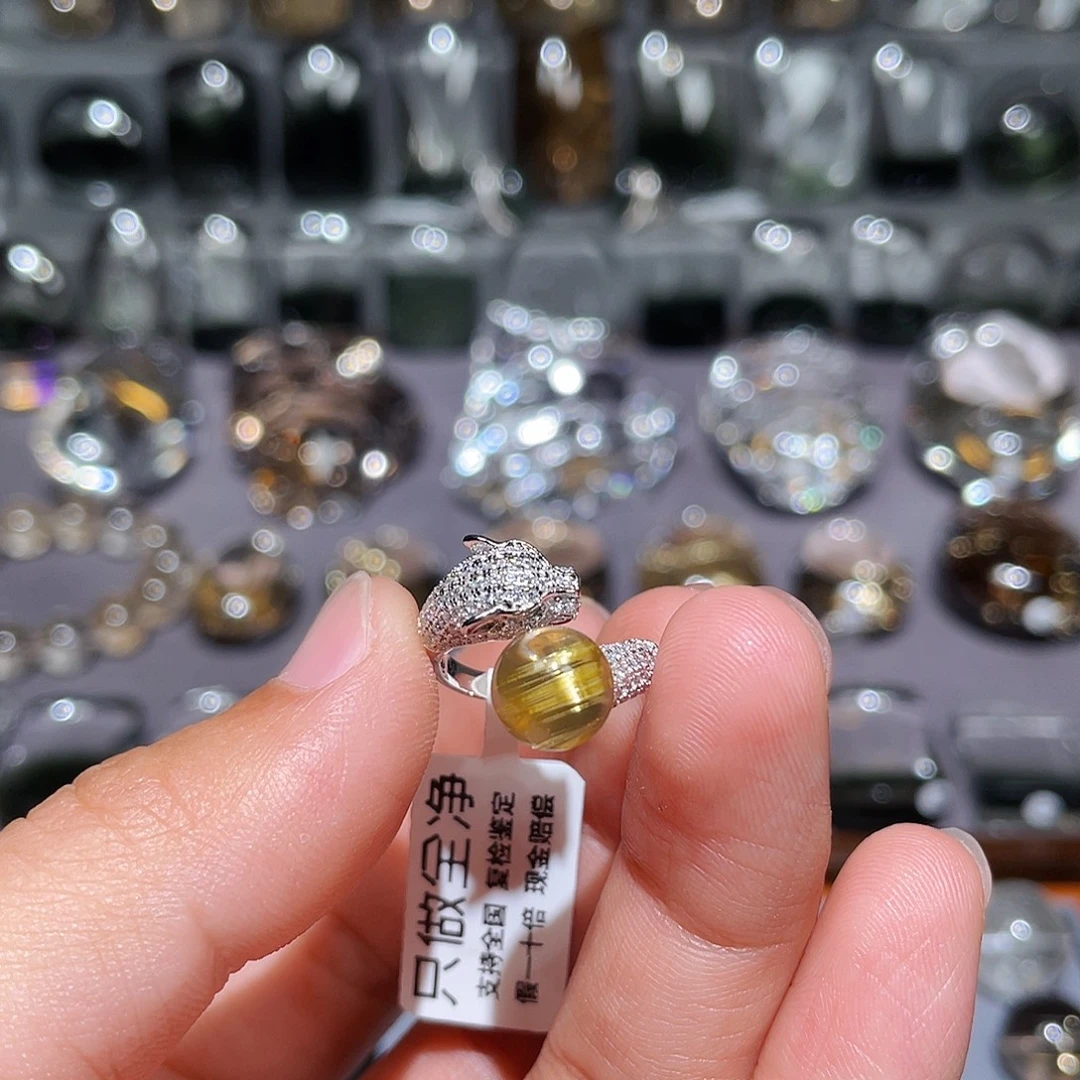 淺***泉戒指银S925镶嵌水晶