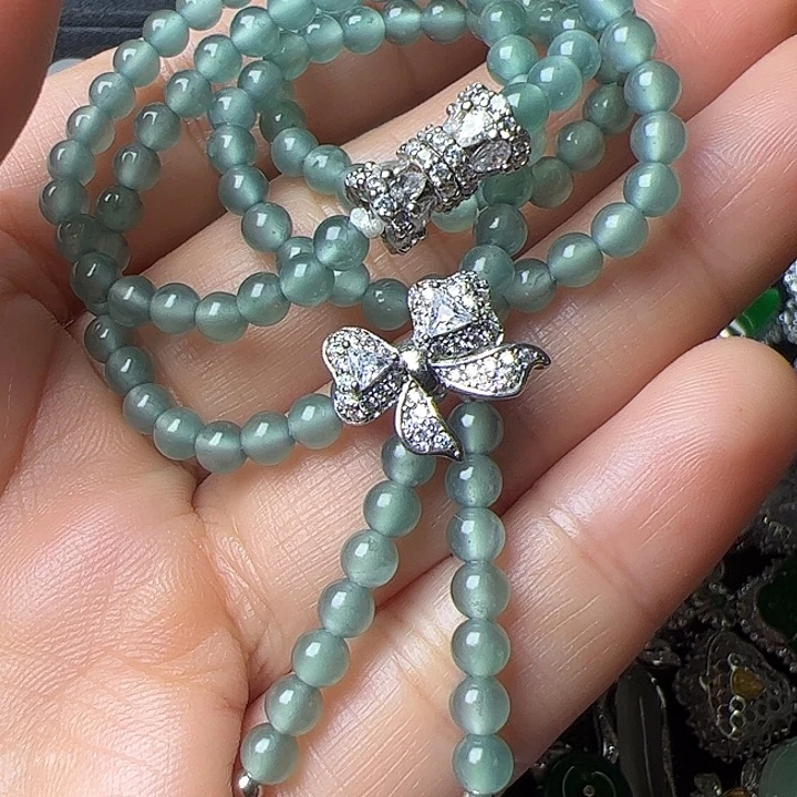 项链银S925镶嵌翡翠翡翠戒指项链耳钉