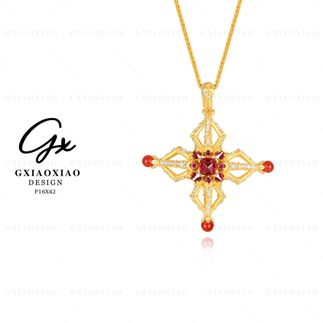 G XIAOXIAO 镀K金 项链 【红心金刚杵】轻奢气质高级感项链 F16X42