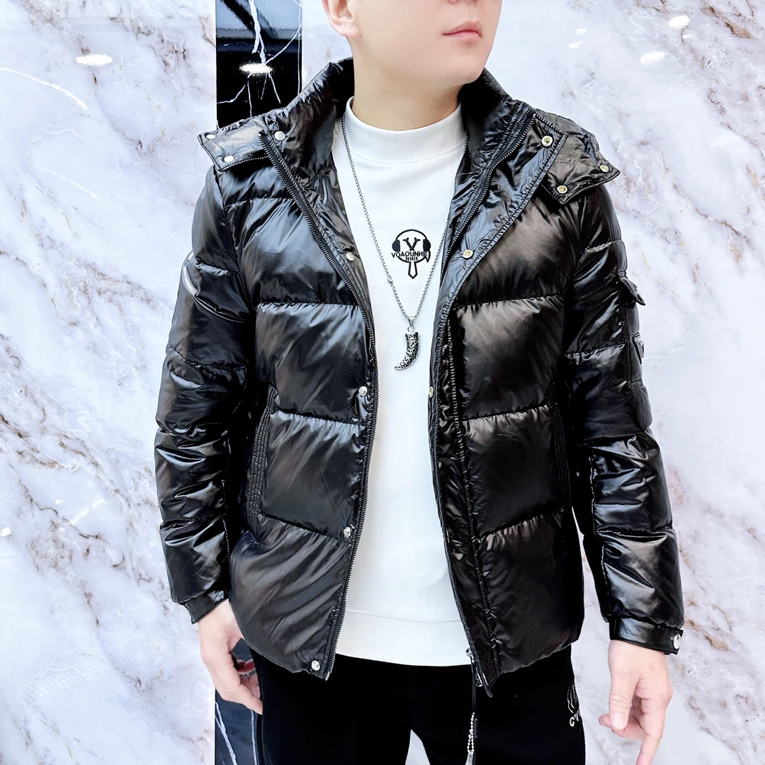 2024冬季新款男士时尚潮流连帽三角标轻薄保暖羽绒外套9825