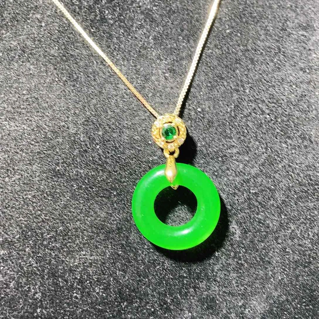 翡翠颈饰14K金镶嵌吊坠