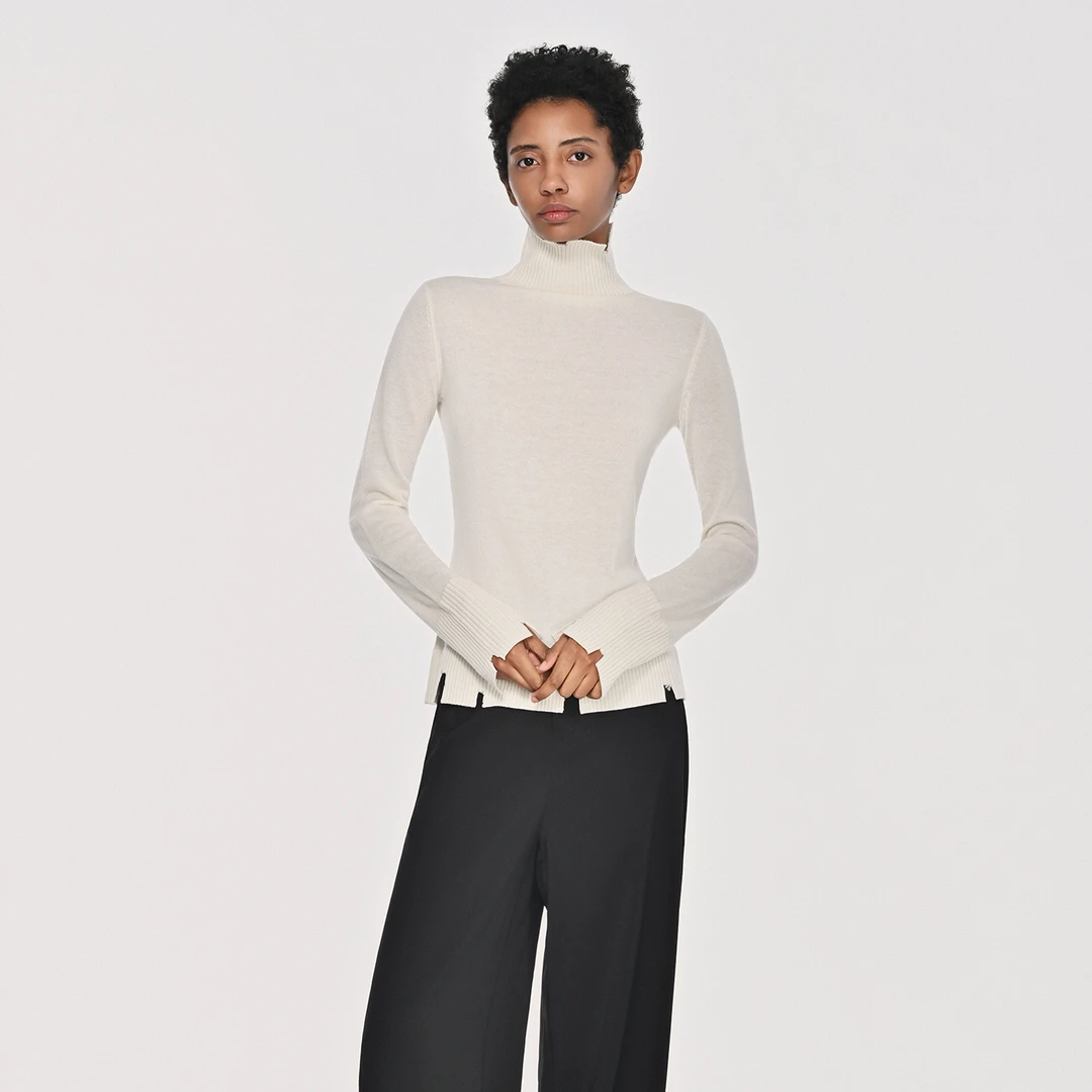 deepanno丝光羊毛时尚针织衫无缝一体秋冬百搭